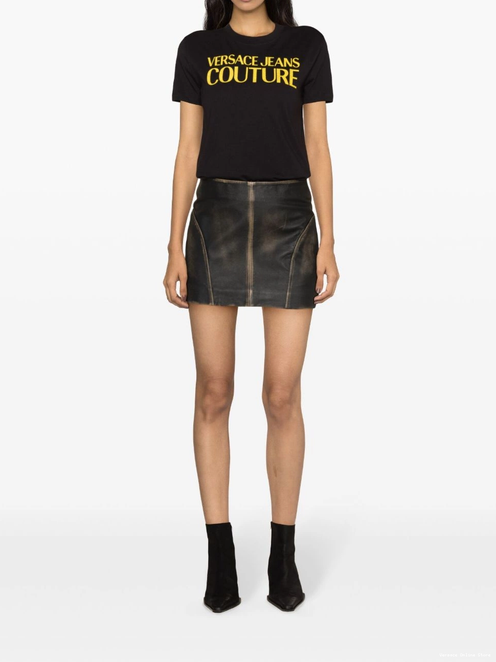 Affordable Jeans T-shirt Couture glittery-logo Versace Women cotton 0716